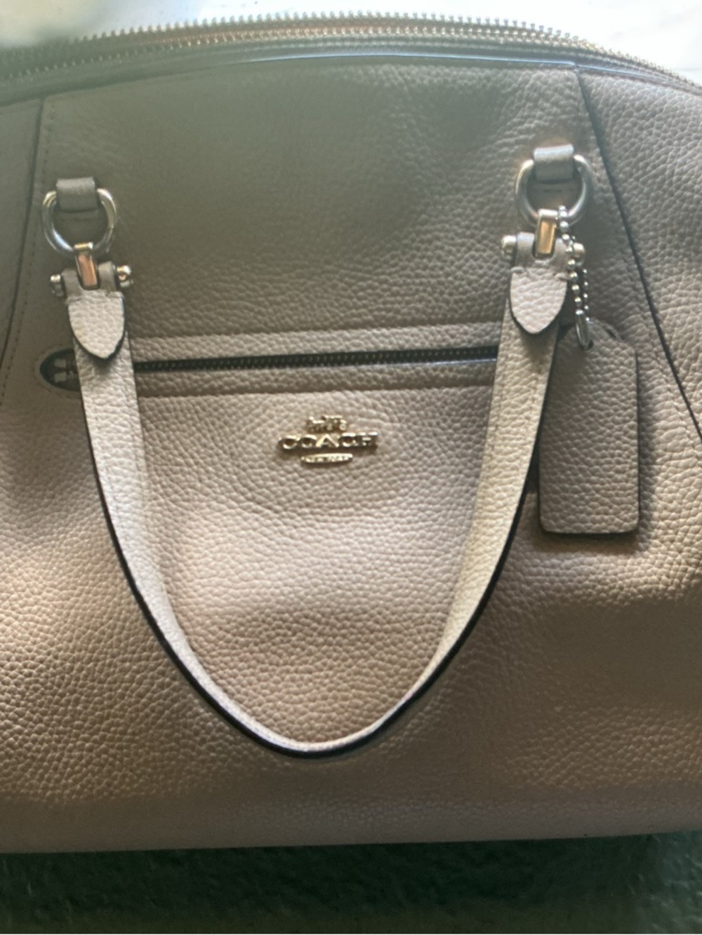 Coach Pebbled Leather Satchel in Taupe Gray